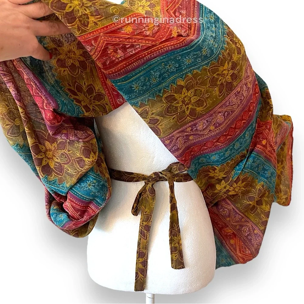 Boho Kaftan and Maxi Skirt Set Upcycled Vintage 70s One Size Fits Up to 3XL - Picture 6 of 16